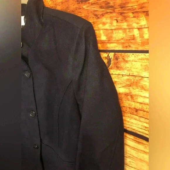 Women’s Navy Blue Faux Wool Jacket - Picture 7 of 12